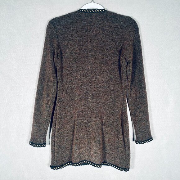 Vintage Betsey Johnson Sweater Blazer Womens M Brown Knit Gold Button Academic - Picture 5 of 10